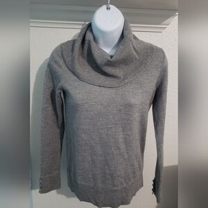Talbots Petite Cowl Neck Women's Sweater Grey Metallic Merino Blend